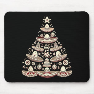 Feliz Navidad Mexican Sombrero Christmas Tree Men  Mouse Pad