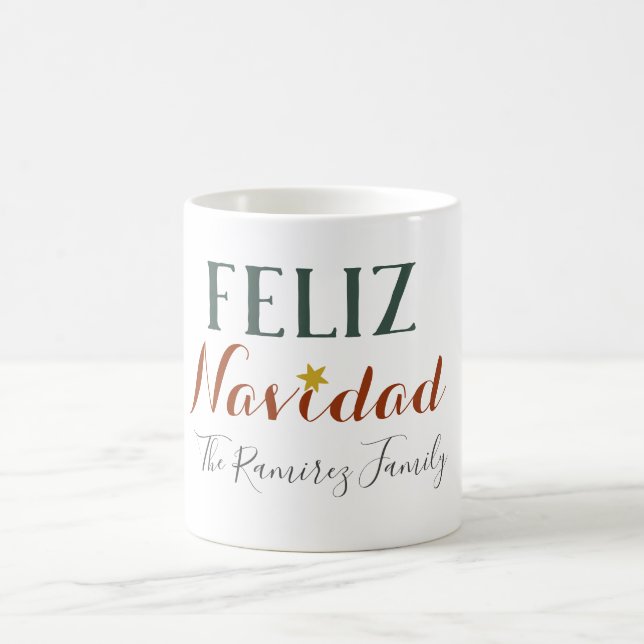 Feliz Navidad minimalist Christmas star holiday    Coffee Mug (Center)