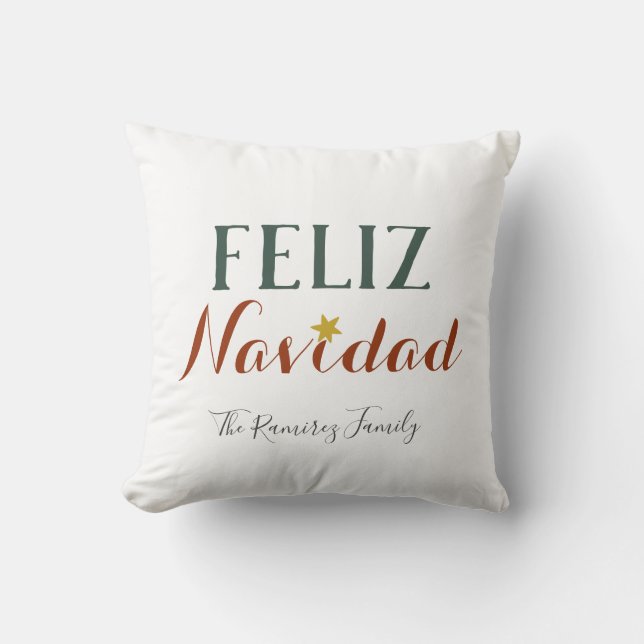 Feliz Navidad minimalist Christmas star holiday    Throw Pillow (Front)