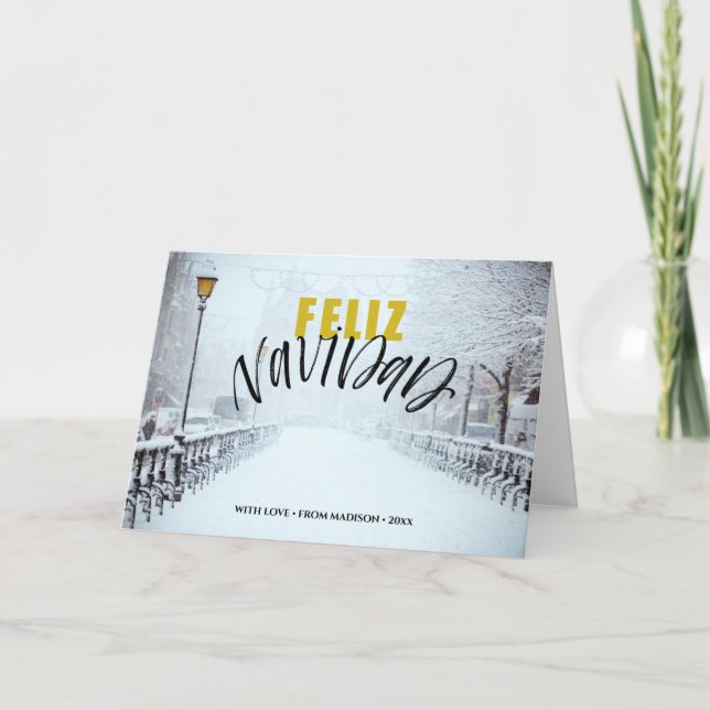 FELIZ Navidad | Minimalist Winter Scenery Holiday Card (Front)