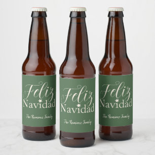 Feliz Navidad  Modern Christmas Party      Beer Bottle Label