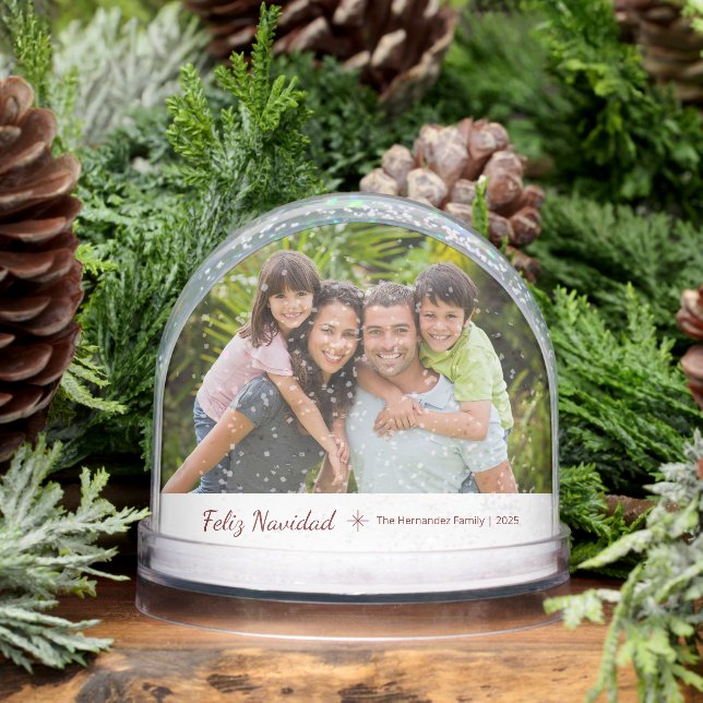 Feliz Navidad Modern Family Photo Christmas Snowglobe (Winter)