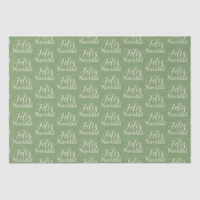 Feliz Navidad  Modern  Green Christmas Holiday   Tissue Paper (Front)