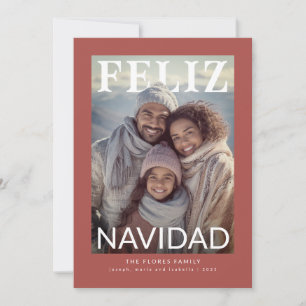 Feliz Navidad Modern Snowflake Photo Holiday Card
