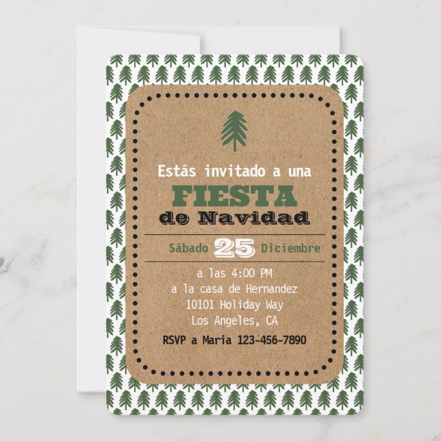 FELIZ NAVIDAD Noël Arbre Fiesta Invitations (Devant)