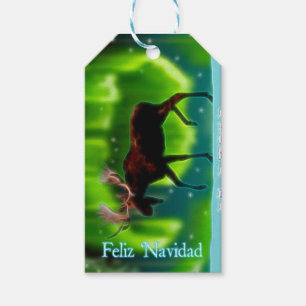 Feliz Navidad - Northern Lights Moose Gift Tags