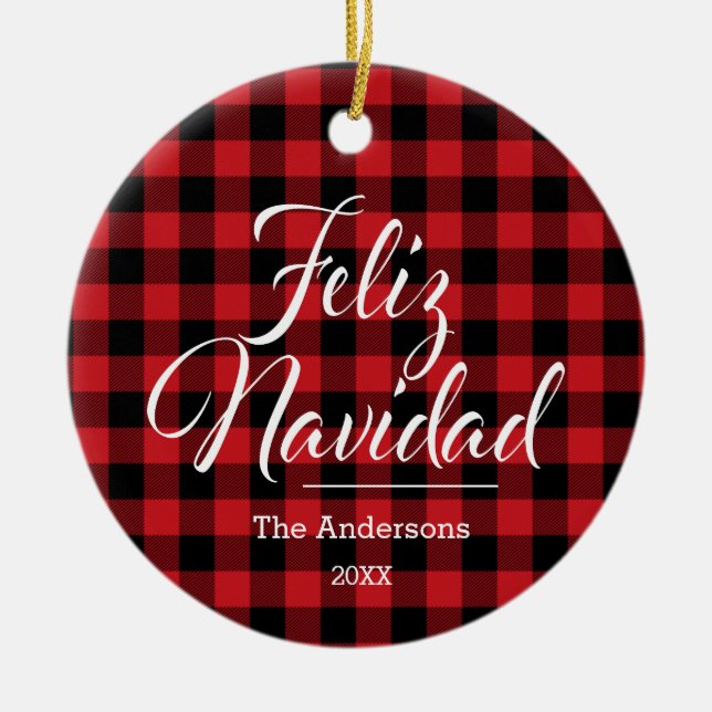 Feliz Navidad Ornement céramique personnalisé (Devant)