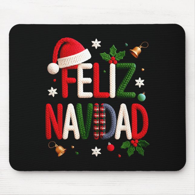 Feliz Navidad Pajamas Spanish Mexican Christmas Bo Mouse Pad (Front)