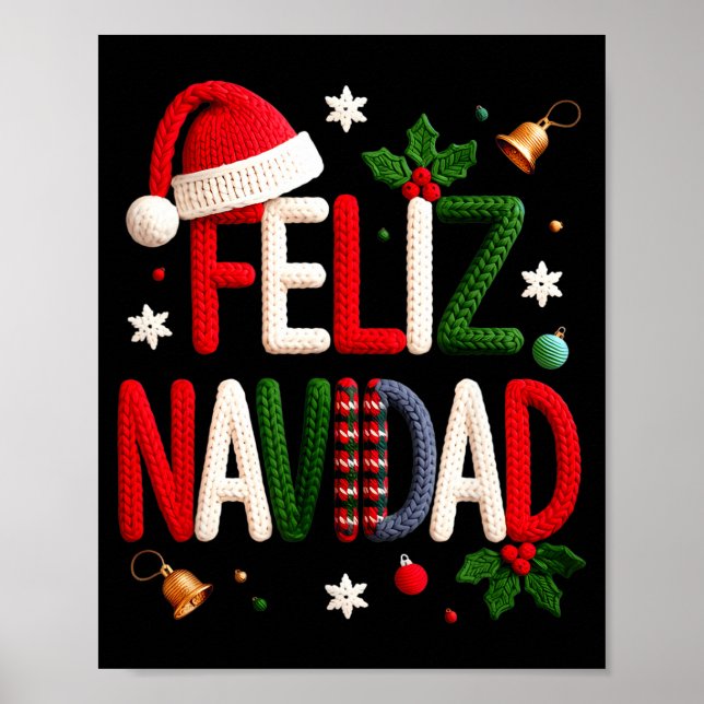 Feliz Navidad Pajamas Spanish Mexican Christmas Bo Poster (Front)