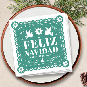 Feliz Navidad Papel Picado Christmas Napkin