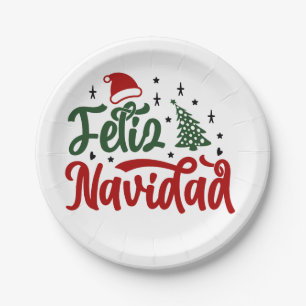 Feliz Navidad Paper Plates 