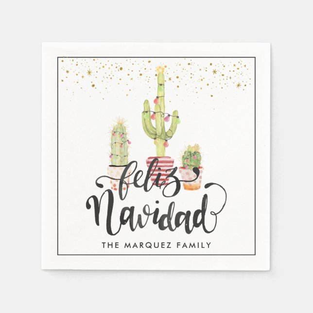 Feliz Navidad | Personalized Christmas Party Napkin (Front)