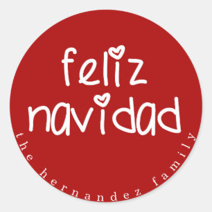 Feliz Navidad - Personalized Red Christmas Classic Round Sticker