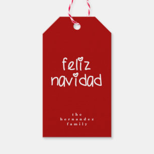 Feliz Navidad - Personalized Red Christmas Gift Tags