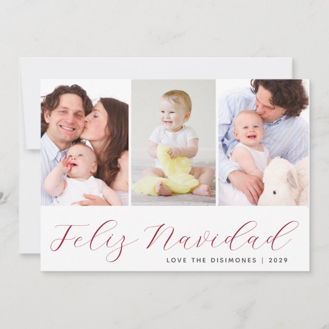 Feliz Navidad Photo Collage Holiday Card (Front)