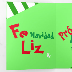 Feliz Navidad Photo Spanish Xmas Holidays Tri-Fold Holiday Card