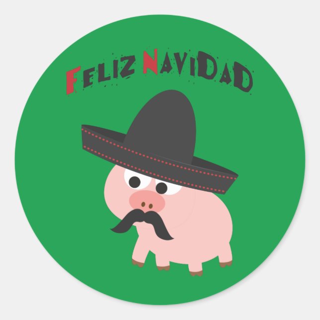 Feliz Navidad! Pig Sticker (Front)