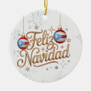 Feliz Navidad Puerto Rico Custom Xmas Ornament