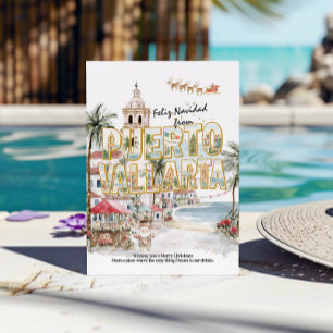 Feliz Navidad Puerto Vallarta Tropical Christmas Postcard