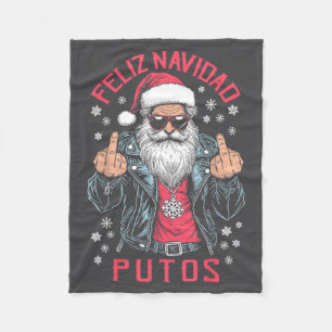 Feliz Navidad Putos Funny Rude Spanish Santa Middl Fleece Blanket