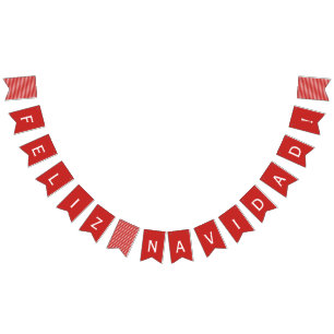 Feliz Navidad Red and White Bunting Flags