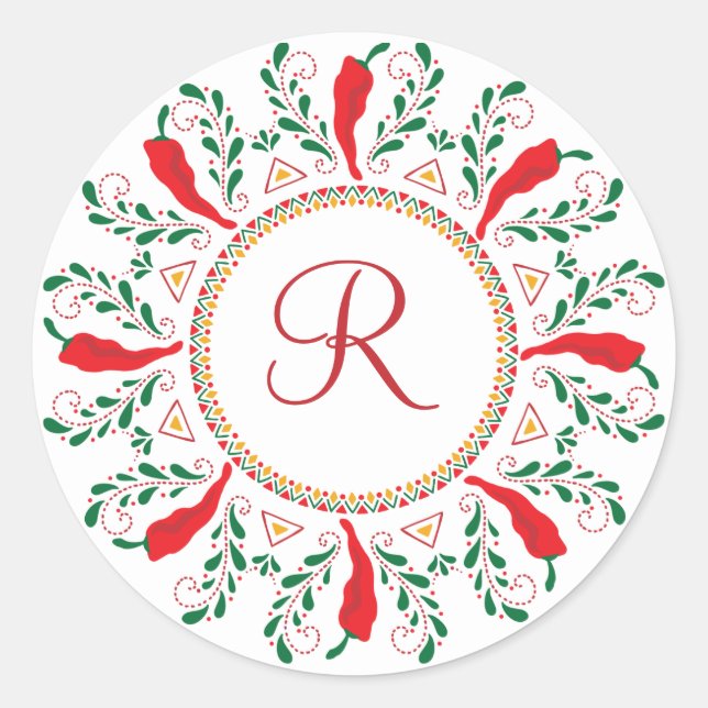 Feliz Navidad Red Chile Pepper Classic Round Sticker (Front)