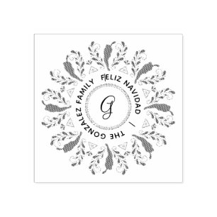 Feliz Navidad Red Chile Pepper Rubber Stamp