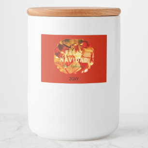 Feliz Navidad Red Gold Elegant Custom Christmas Food Label