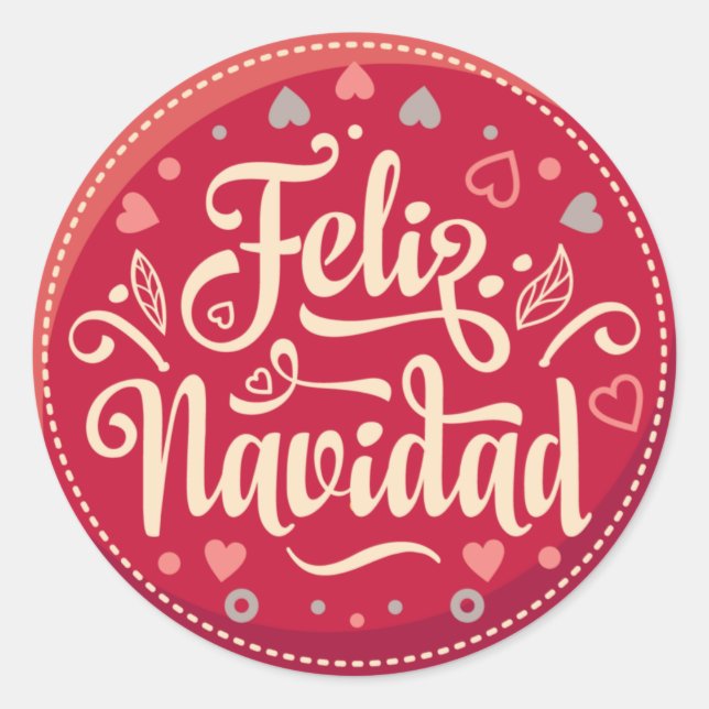 Feliz Navidad Round Sticker (Front)