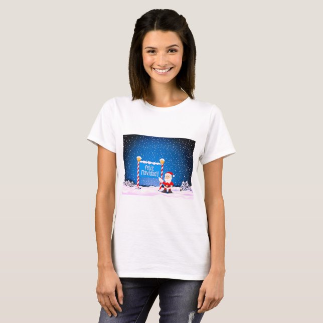 Feliz Navidad Santa T-Shirt (Front Full)