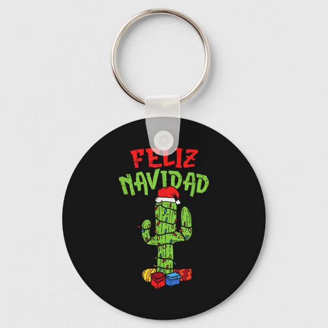 Feliz Navidad Shirt Mexican Christmas Cactus Xmas  Keychain (Front)