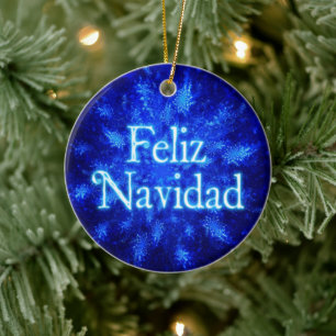 Feliz Navidad - Snowburst Ceramic Ornament