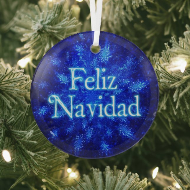Feliz Navidad - Snowburst Glass Ornament (Insitu)