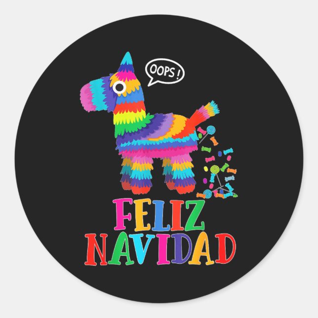 Feliz Navidad Spanish Christmas Funny Mexican Nata Classic Round Sticker (Front)