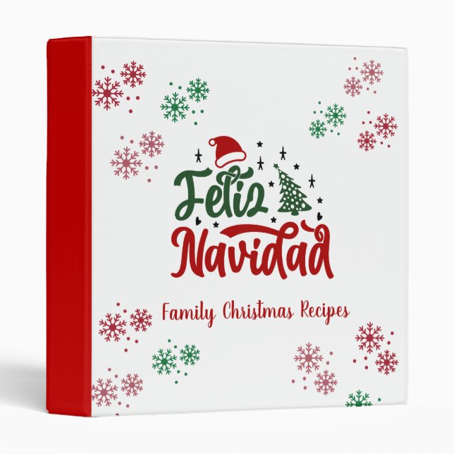 Feliz Navidad Spanish Christmas Recipe Binder (Front/Spine)