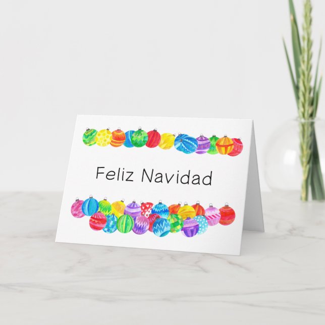 Feliz Navidad Spanish Christmas , watercolor Holiday Card (Front)