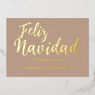 Feliz Navidad Spanish Gold Foil Carte de vacances