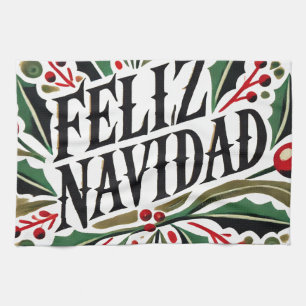 Feliz Navidad Spanish merry Christmas Kitchen Towel