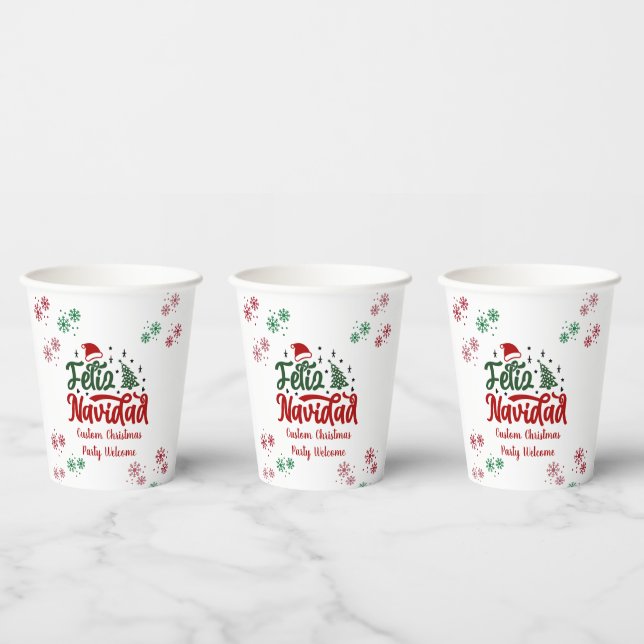 Feliz Navidad Spanish Merry Christmas Paper Cups (Multi)