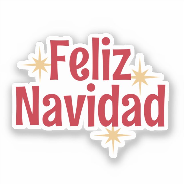 Feliz Navidad Spanish Merry Christmas Stars (Front)