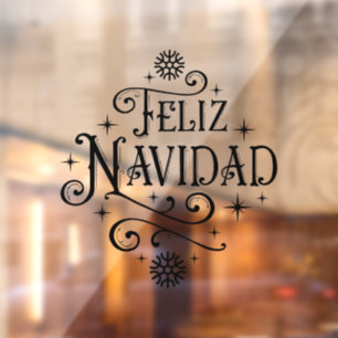 Feliz Navidad Spanish Merry Christmas Typography Window Cling