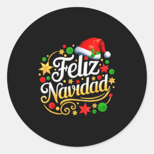 Feliz Navidad Spanish Mexican Christmas Xmas Holid Classic Round Sticker