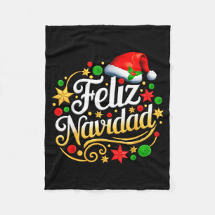 Feliz Navidad Spanish Mexican Christmas Xmas Holid Fleece Blanket