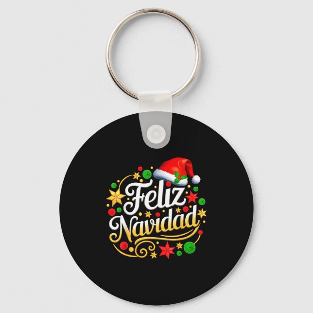 Feliz Navidad Spanish Mexican Christmas Xmas Holid Keychain (Front)