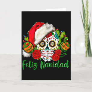 Feliz Navidad Sugar Skull Mexican Christmas  Card
