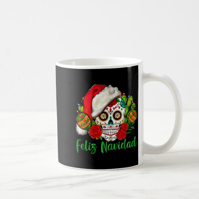 Feliz Navidad Sugar Skull Mexican Christmas  Coffee Mug (Right)