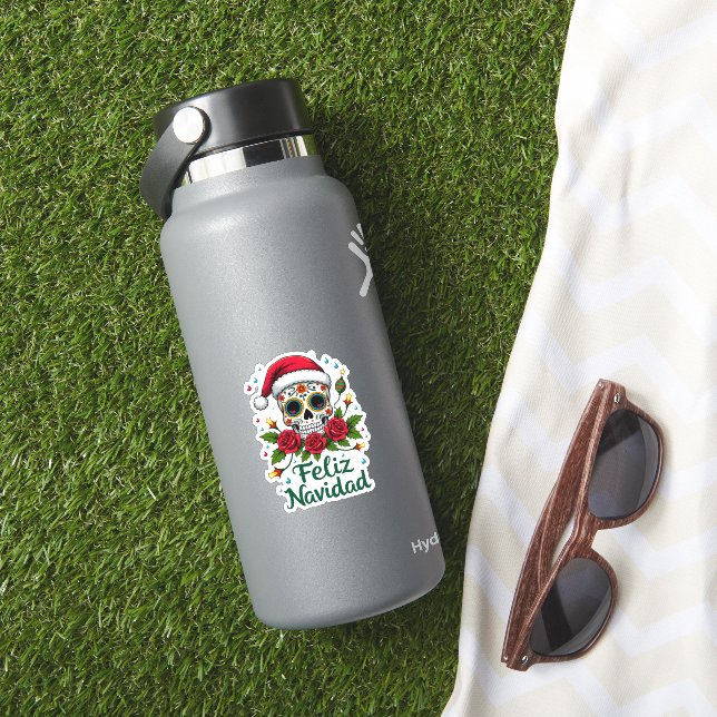 Feliz Navidad Sugar Skull Mexican Christmas T-Shir (HydroFlask Insitu)