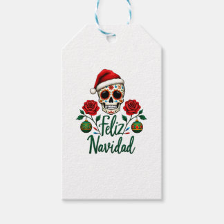 Feliz Navidad Sugar Skull Mexican Christmas T-Shir Gift Tags