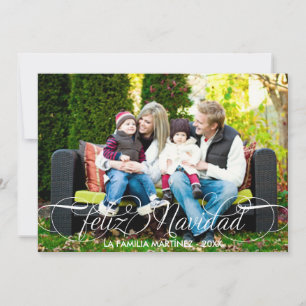 Feliz Navidad Tarjeta Fotográfica Escritura Blanc Holiday Card