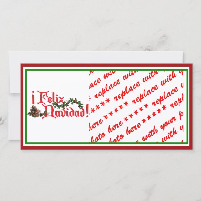 Feliz Navidad Text Design with Pine Cones Holiday Card (Front)
